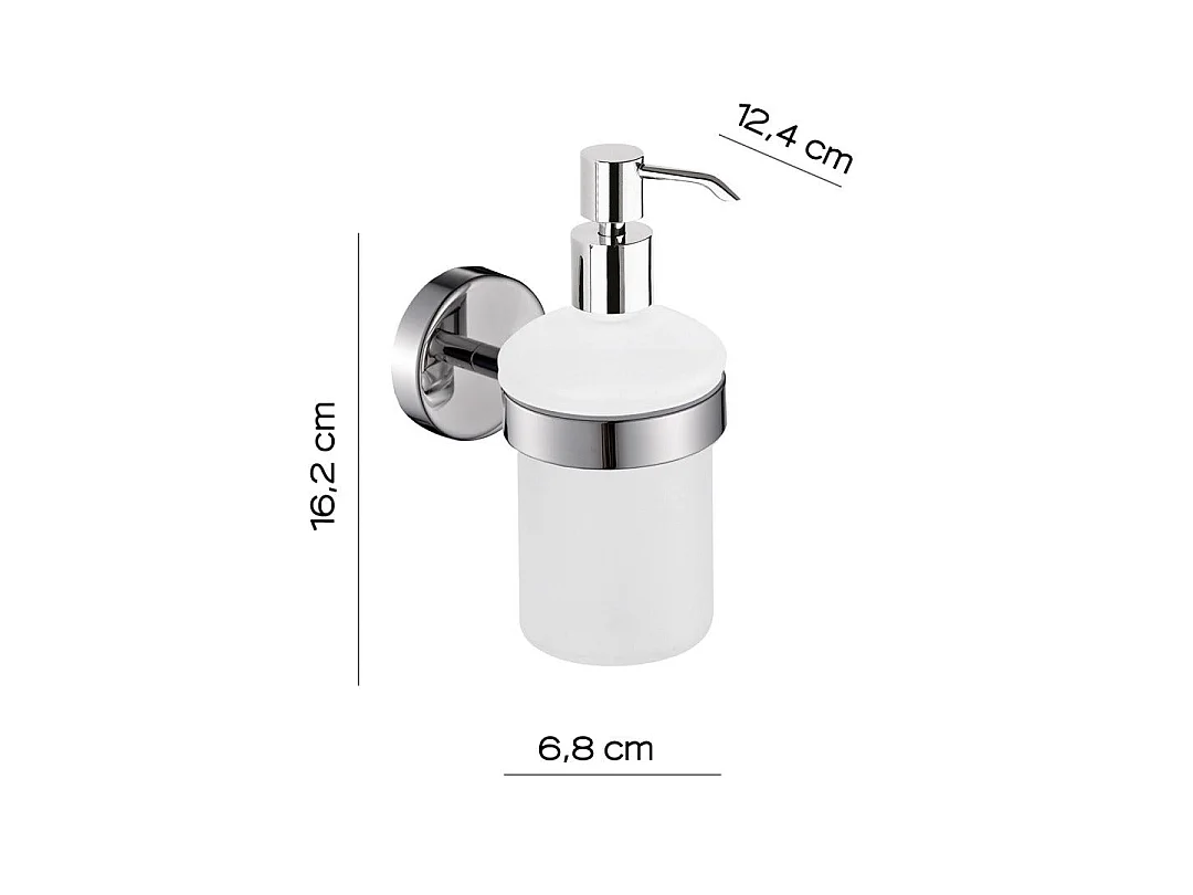 Distributeur De Savon Poli Capacité 180 Ml Verre/Acier Aisi 304 - Fixation Avec Vis Incluses | Loto