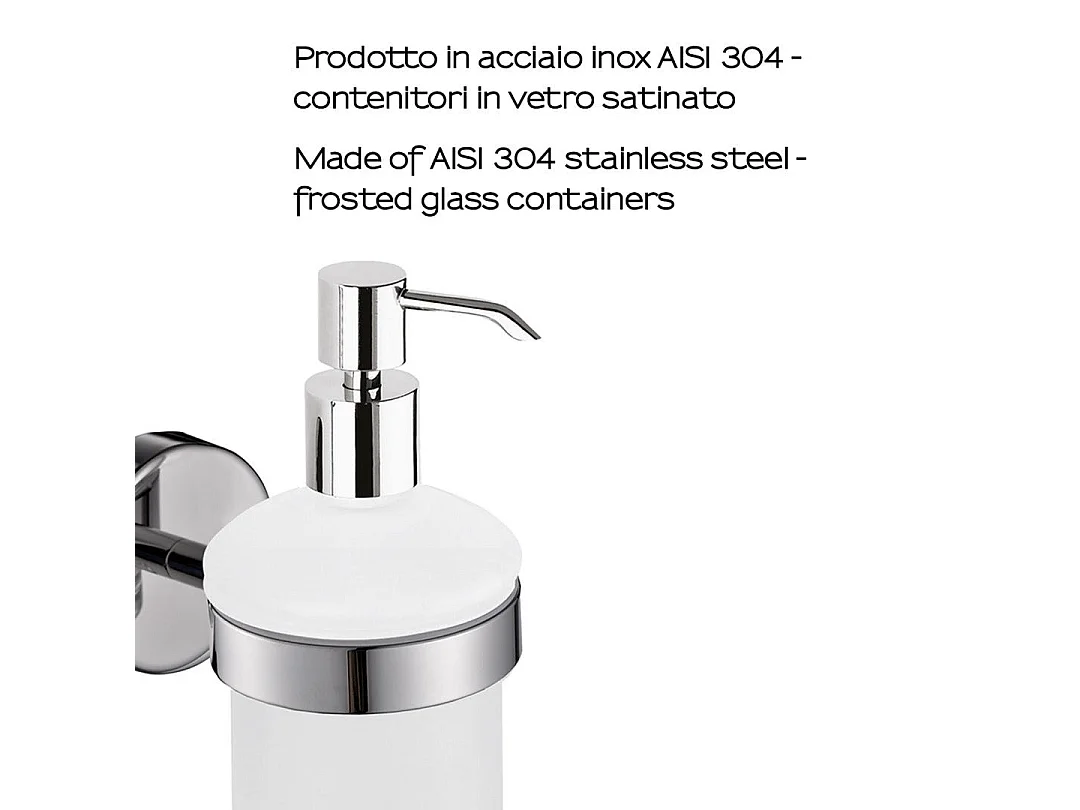 Distributeur De Savon Poli Capacité 180 Ml Verre/Acier Aisi 304 - Fixation Avec Vis Incluses | Loto