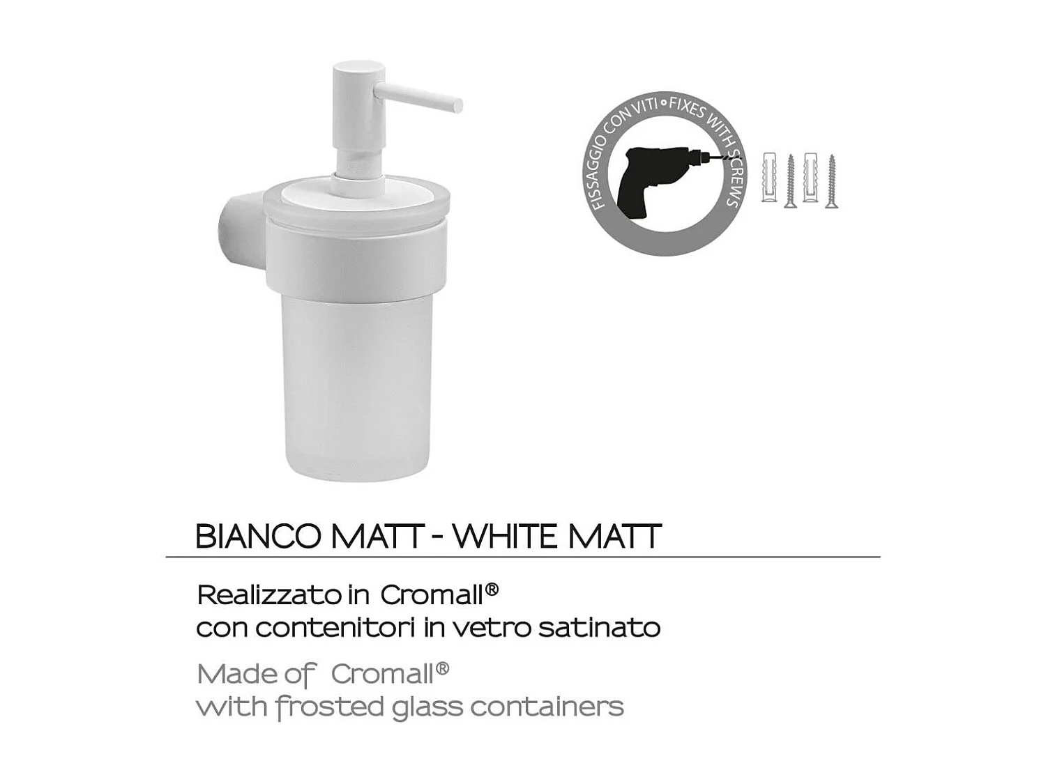 Distributeur De Savon Liquide 140Ml En Verre Et Laiton Blanc  | Giacinto