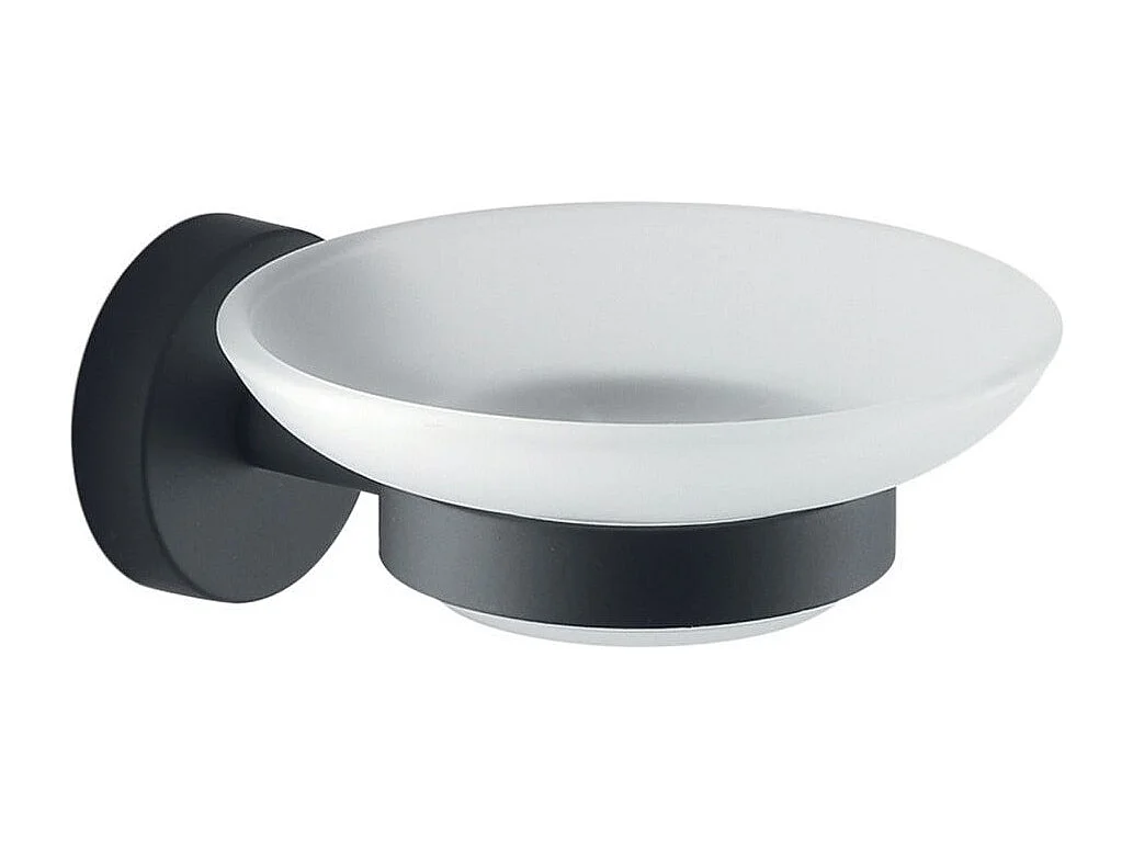 Porte-Savon Mural En Verre Et Acier Inoxydable Noir Mat | Violetta