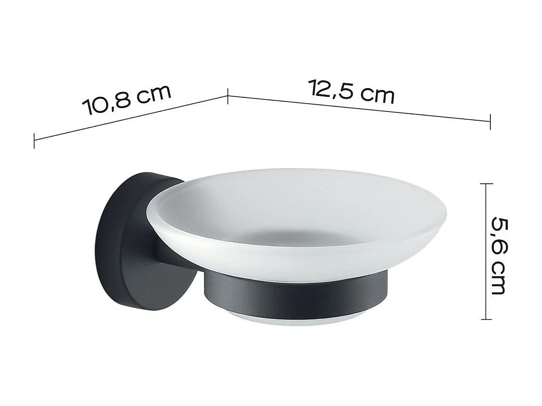 Porte-Savon Mural En Verre Et Acier Inoxydable Noir Mat | Violetta