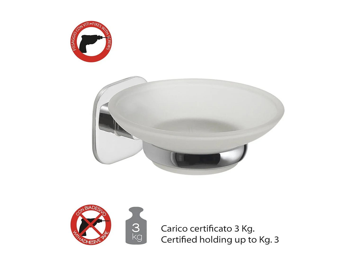 Porte-Savon Verre/Acier Inoxydable Chromé | Timo