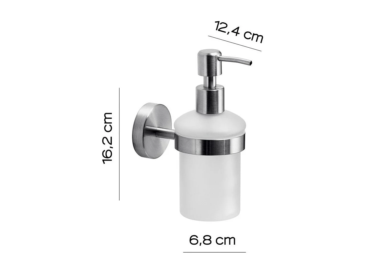 Distributeur De Savon Brossé Capacité 180 Ml Verre/Acier Aisi 304 - Fixation Avec Vis Incluses | Loto