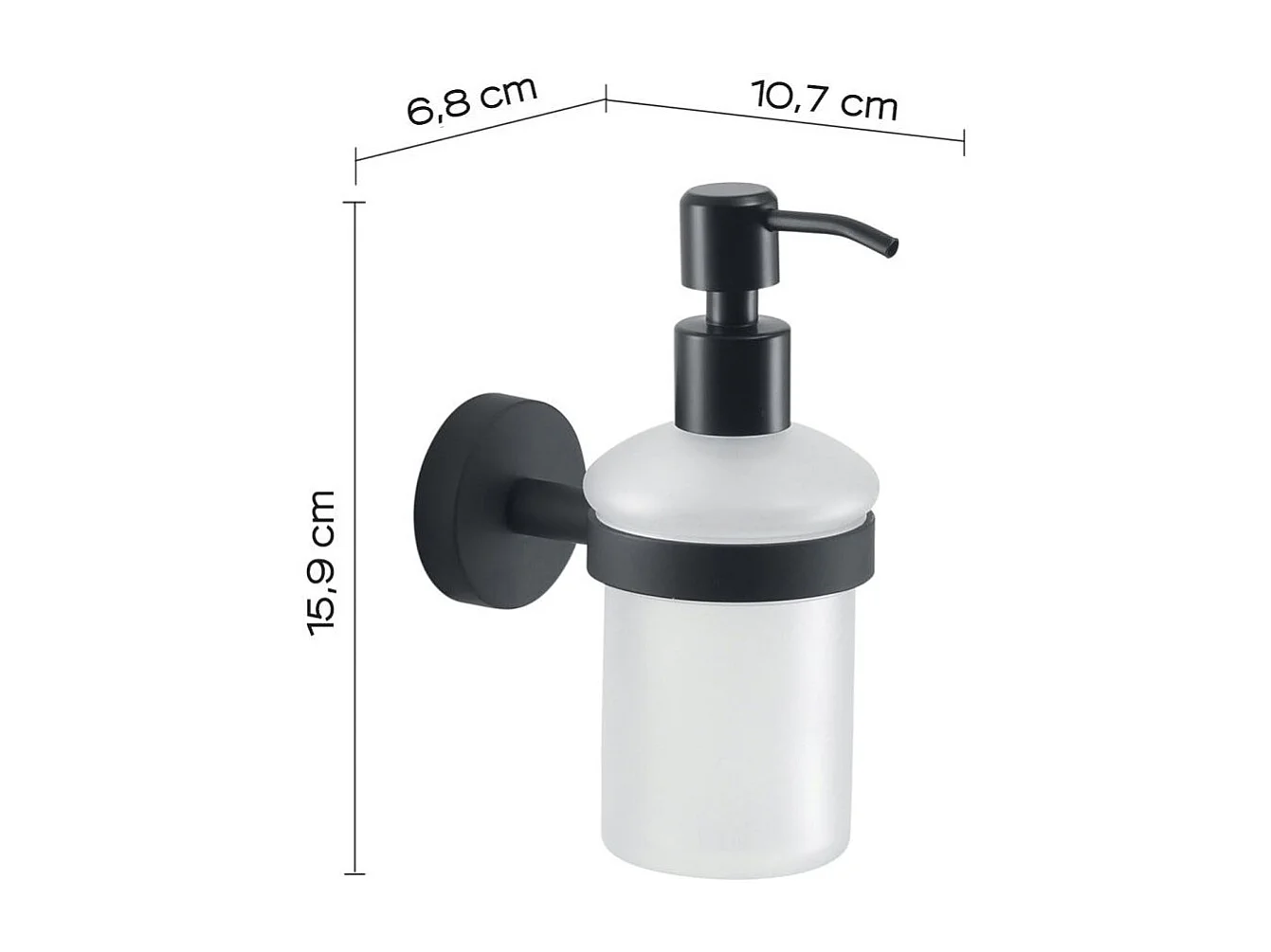 Distributeur De Savon 180 Ml Verre/Acier Inoxydable Noir Mat | Violetta