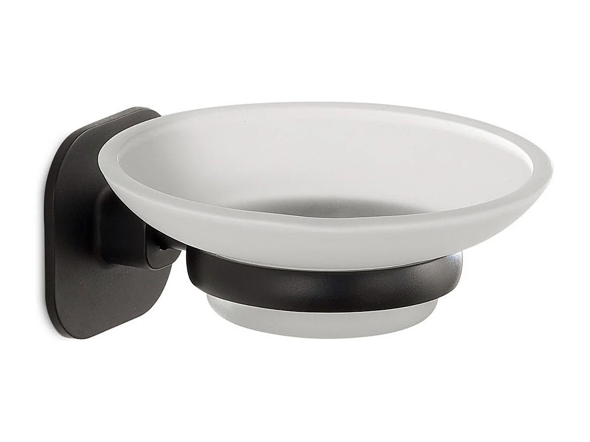 Porte-Savon Verre/Acier Inoxydable Noir Mat | Timo