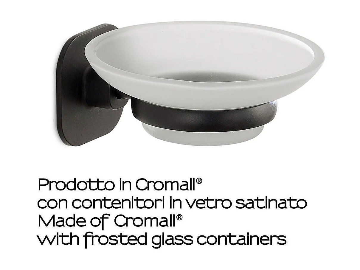 Porte-Savon Verre/Acier Inoxydable Noir Mat | Timo