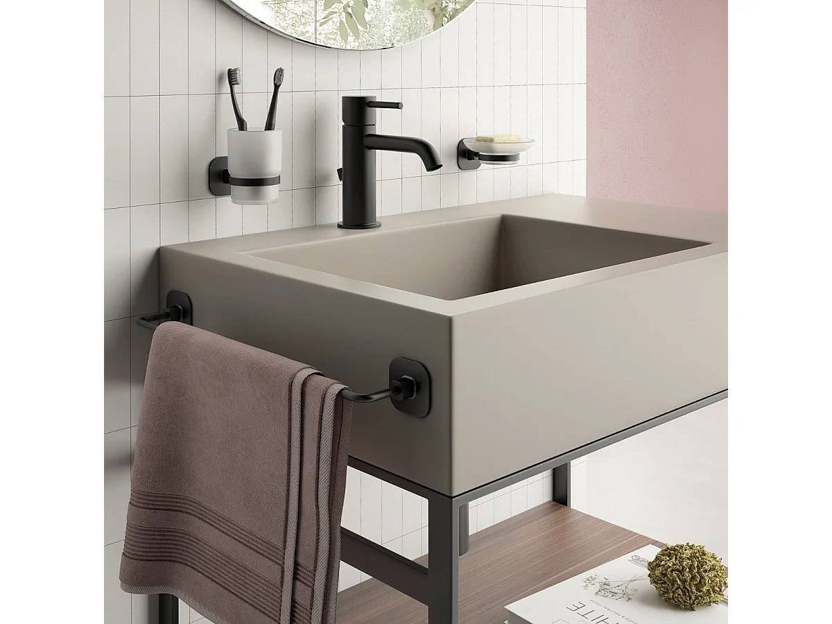 Porte-Savon Verre/Acier Inoxydable Noir Mat | Timo