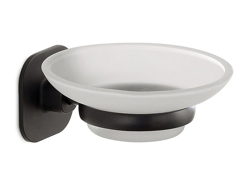 Porte-Savon Verre/Acier Inoxydable Noir Mat | Timo