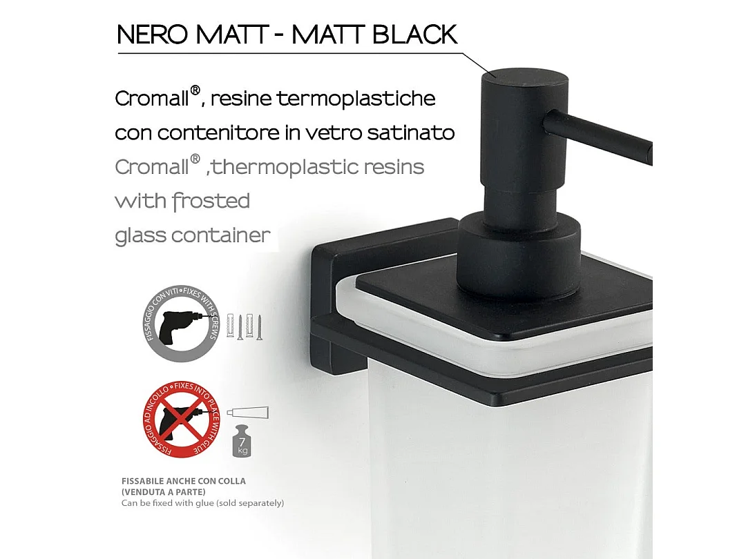 Distributeur De Savon Liquide En Verre Et Acier Noir | Atene