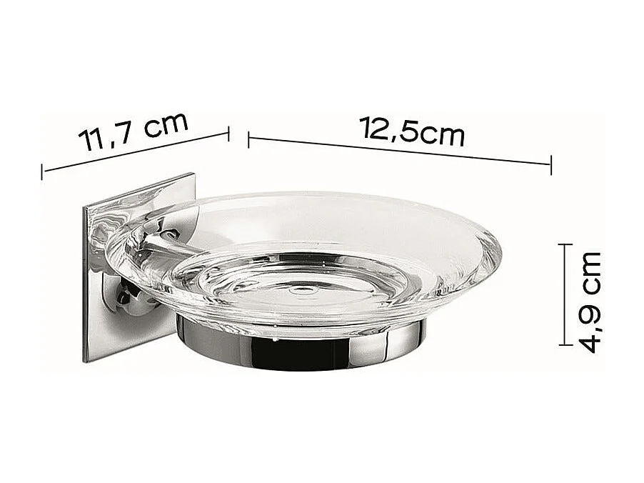 Porte-Savon Mural Verre/Acier Inoxydable Chromé | Mimosa