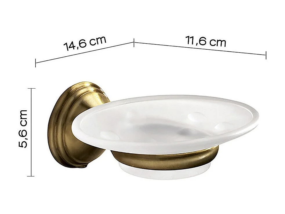 Porte-Savon Mural En Acier Bronzé Avec Soucoupe En Verre | Rosa