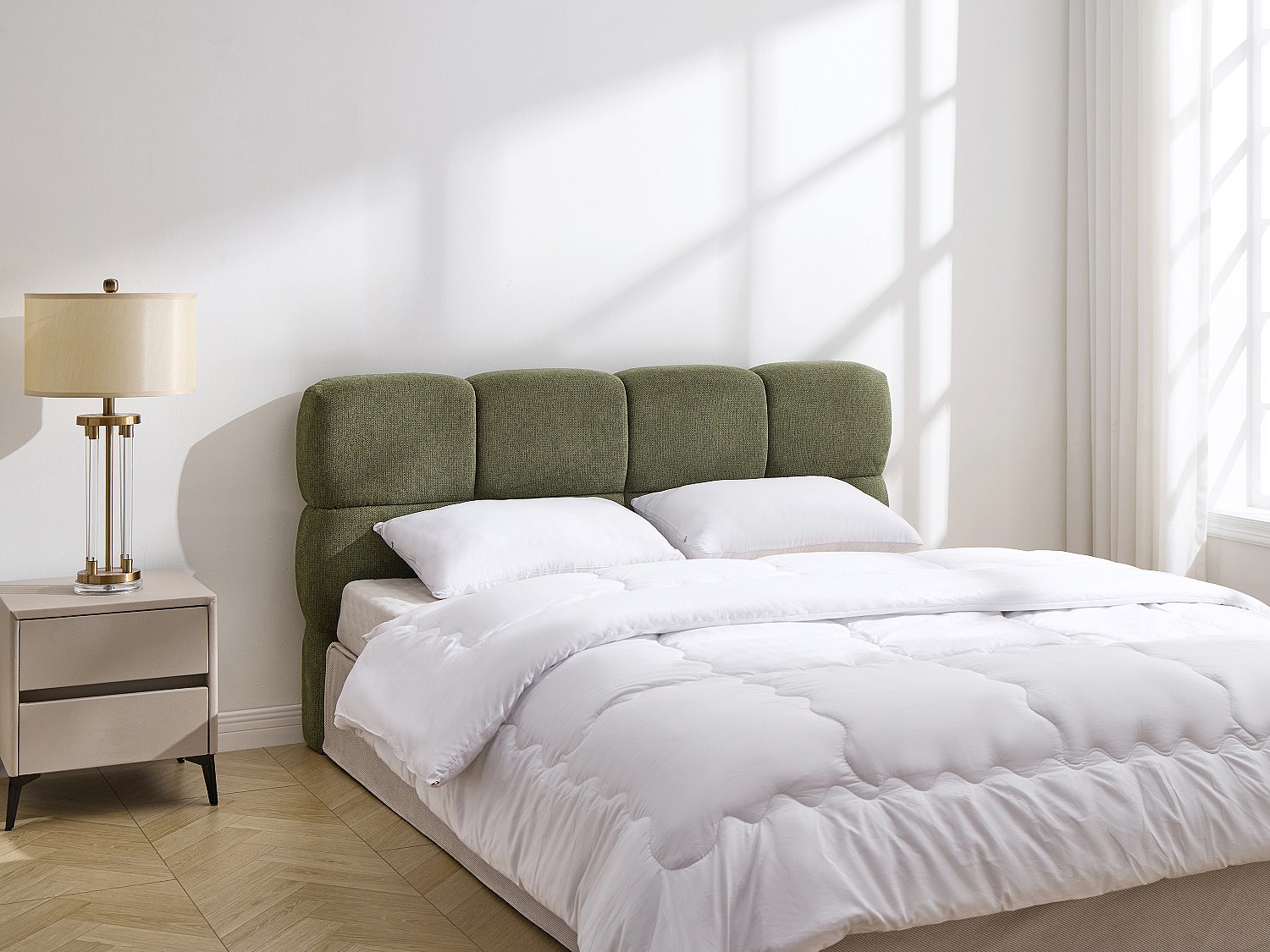 Vente-unique Kopfteil 160 Cm - Strukturierter Stoff - Olivgrün - Damado