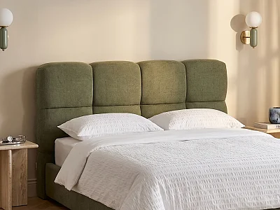 Cabecero 160 cm - Tejido texturizado - Verde oliva - DAMADO