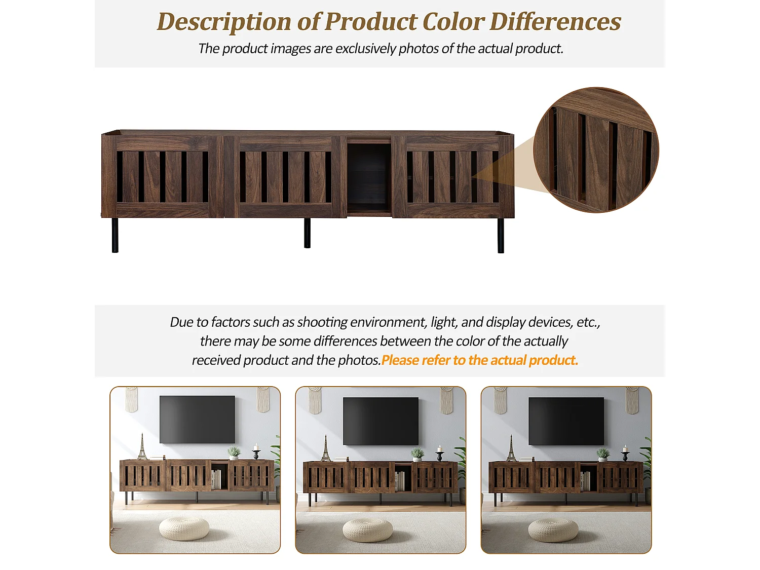 Mobile TV basso 160×40×47 cm, color noce, design traforato, mobile basso in MDF, per TV fino a 65", soggiorno