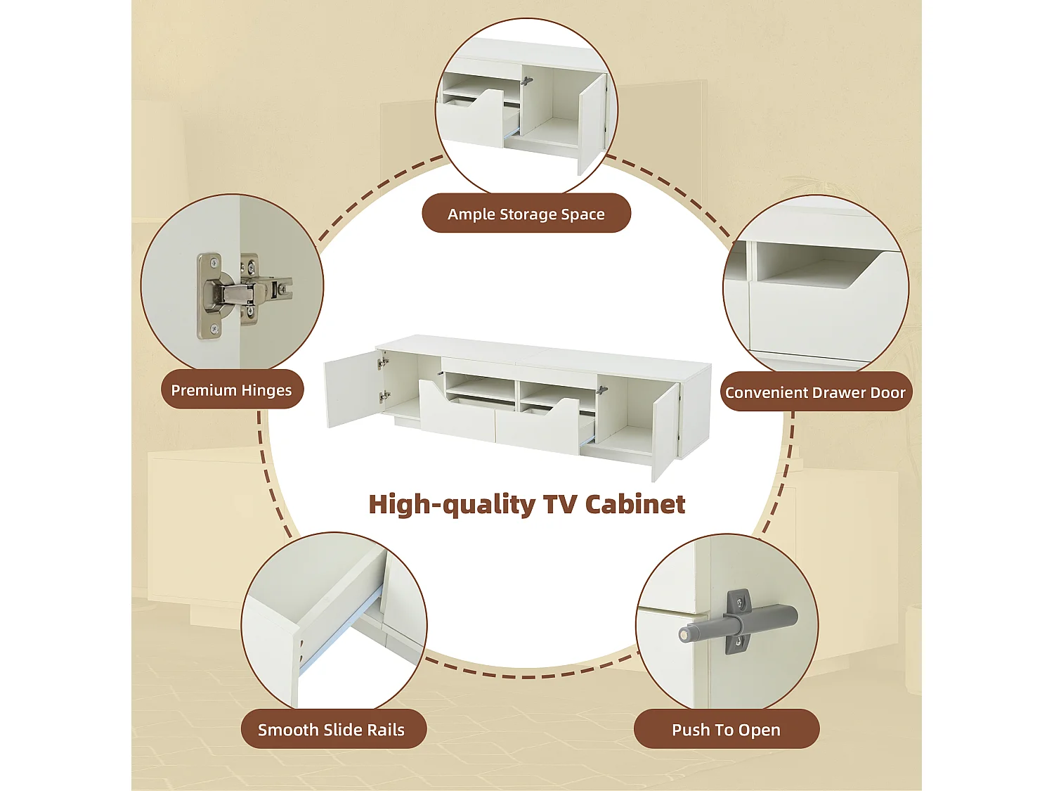 Meuble TV Salon avec Lumières LED RVB Blanc 180 x 40 x 45 cm Bois d'ingénierie Armoire Multimédia