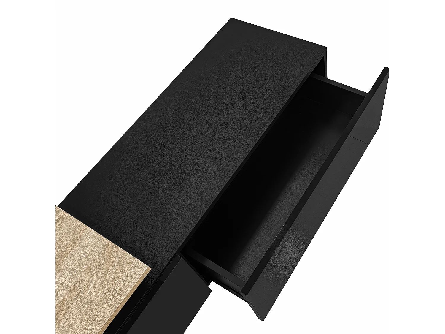 Mueble de TV moderno con iluminación LED, cómoda con espacio de almacenamiento, estantes de cristal, 170x33x33,5cm, Negro