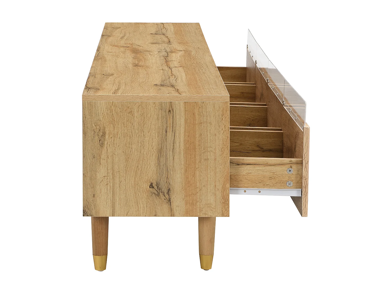 Meuble TV Moderne Aspect Bois 178 cm – Design Minimaliste, Grand Rangement, 4 tiroirs, Bois