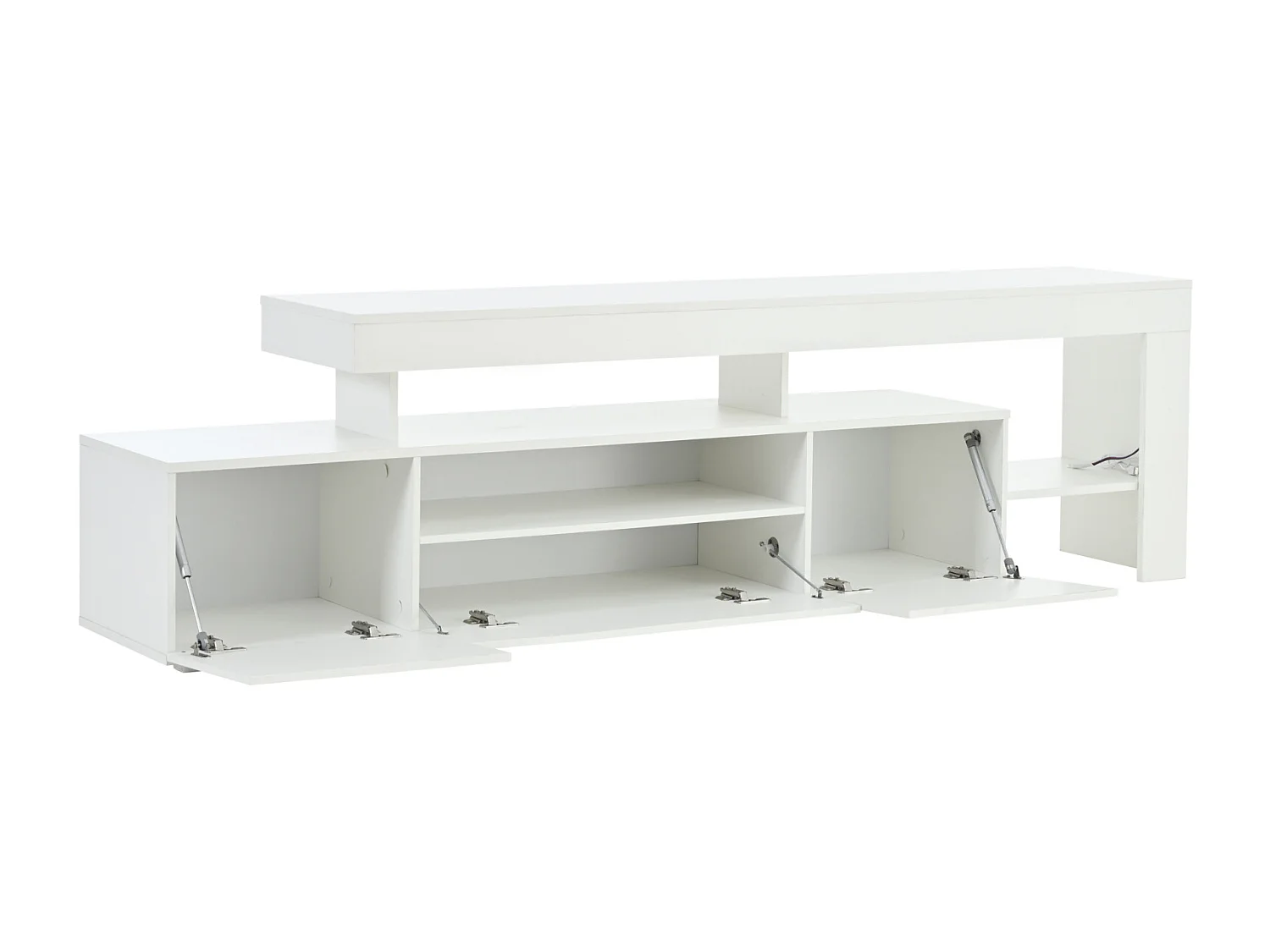 Mobile TV basso 192 × 37 × 53 cm, laccato bianco, 3 ante, illuminazione a LED, mobile basso per TV fino a 85", soggiorno