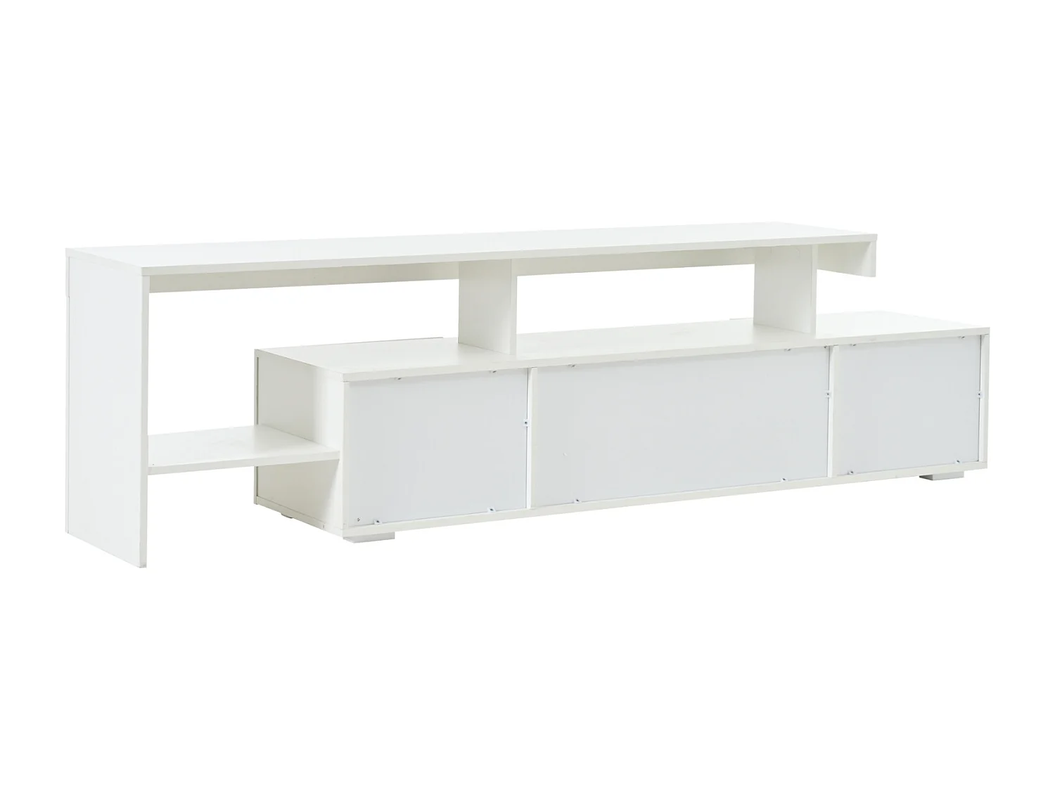 Mobile TV basso 192 × 37 × 53 cm, laccato bianco, 3 ante, illuminazione a LED, mobile basso per TV fino a 85", soggiorno