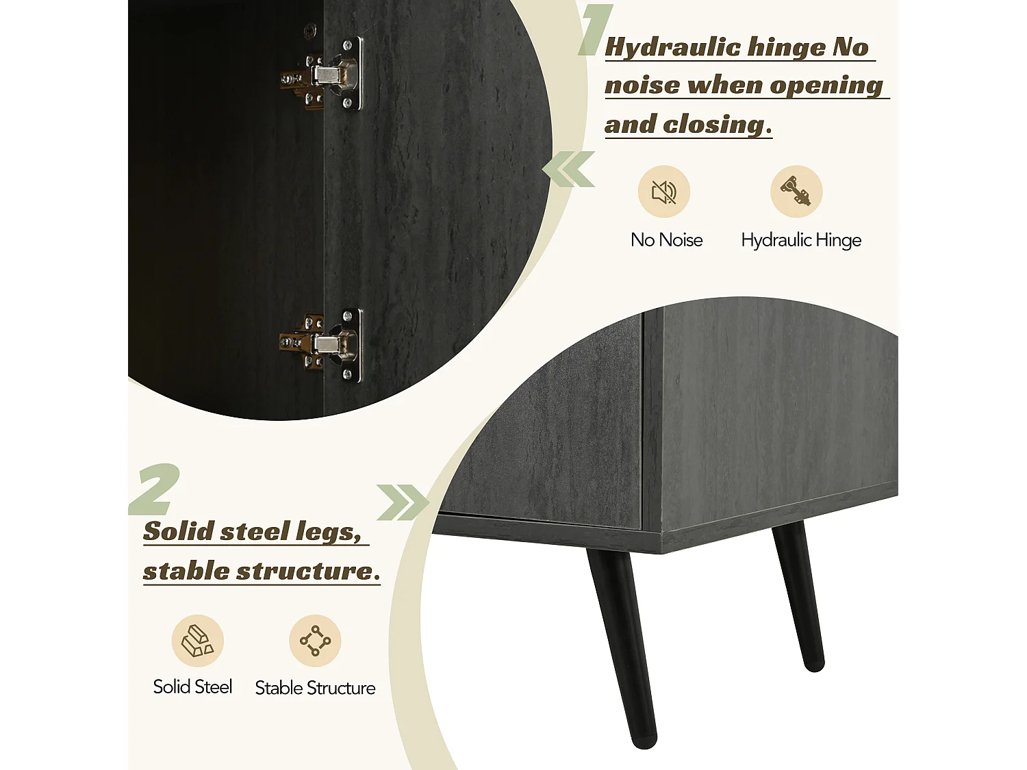 Elegante tv-standaard, 200 x 40 x 55,5 cm, donker hout, met neerklapbare glazen deur, voor de woonkamer