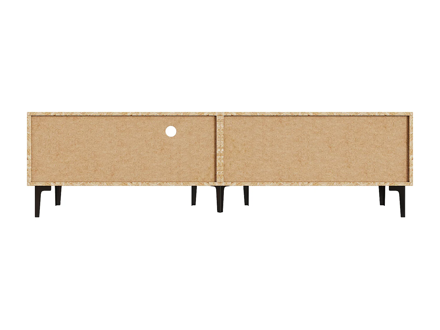 Lage tv-kast 180×35×49 cm hout/zwart, 2 kasten en open nissen, lowboard voor tv's tot 80"