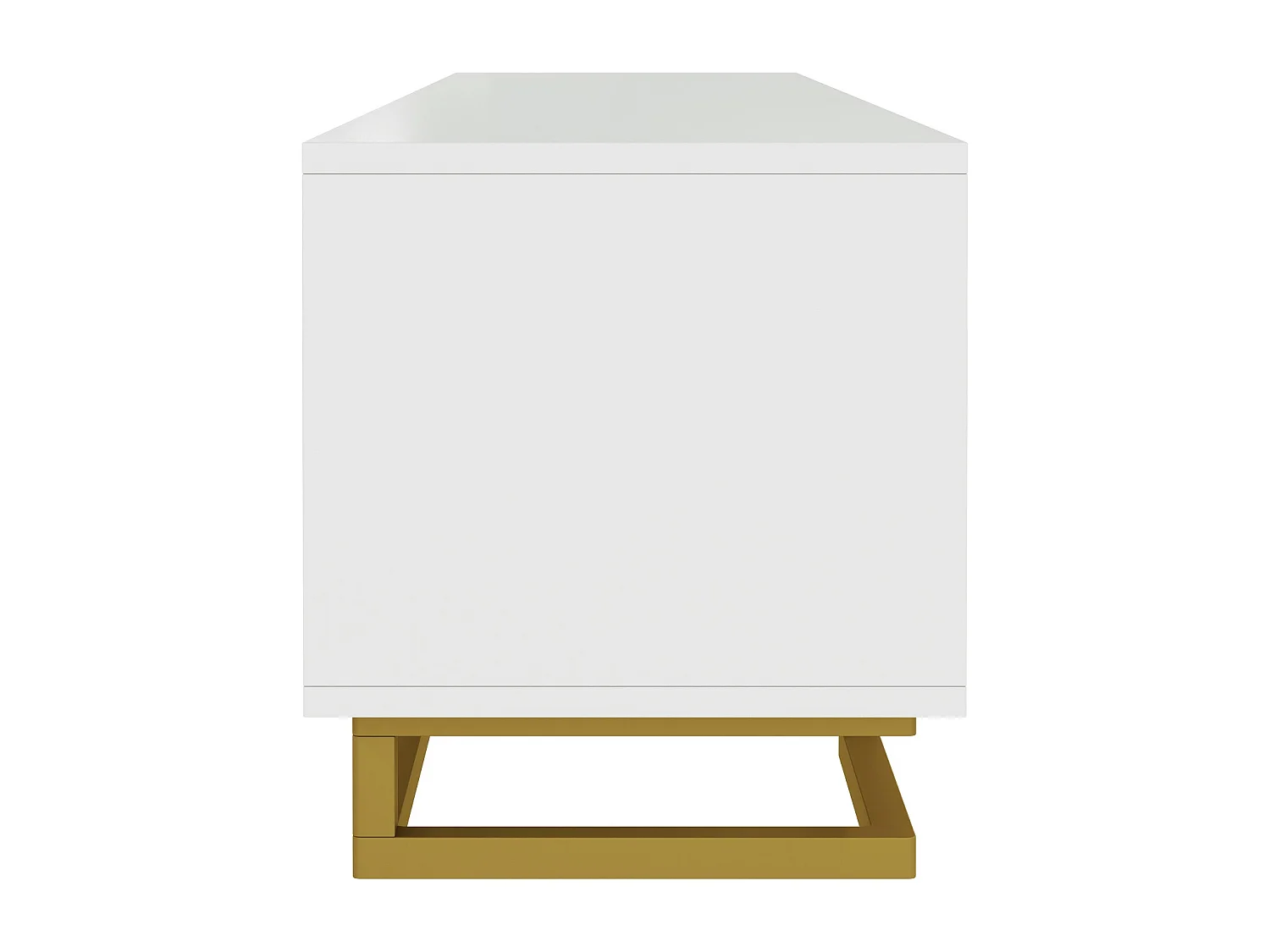 Meuble TV avec Portes Texturées, Meuble Bas avec Tiroirs Poignées Dorées et Pieds Dorés (Blanc)