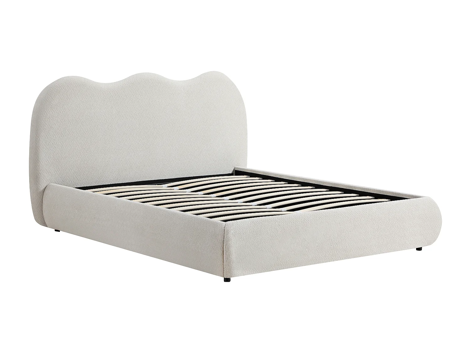 Lit coffre 180 x 200 cm – Tissu texturé – Beige – OBALESA