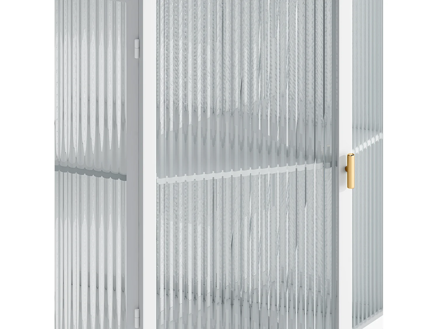 Armoire Conique avec Porte en Verre trempé et étagères de Rangement pour Salle de Bain, Salon,Blanc