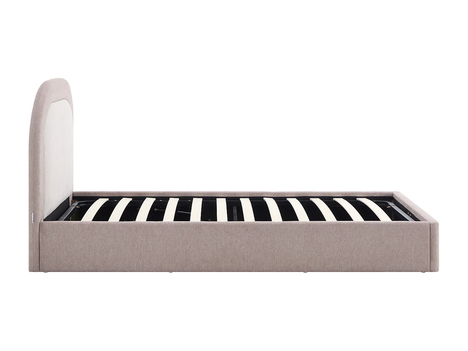 Lit coffre 90 x 190 cm – Tissu – Taupe et Beige + Matelas - IDONO