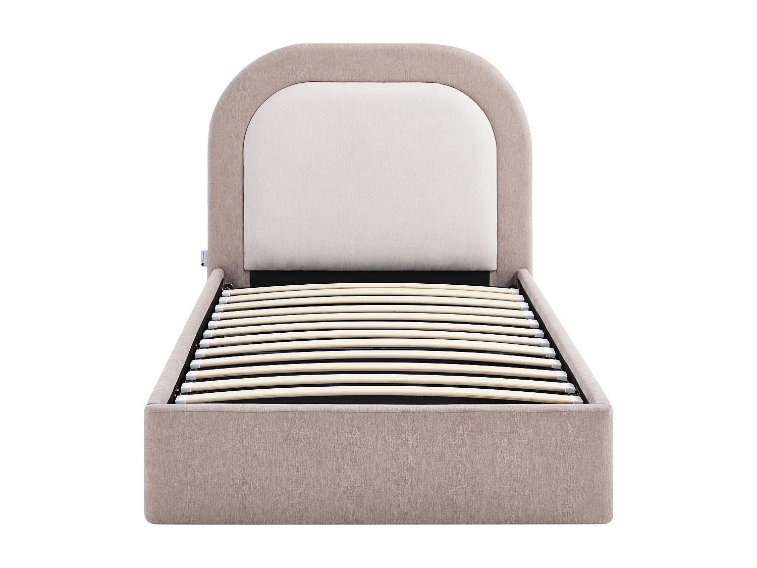 Lit coffre 90 x 190 cm – Tissu – Taupe et Beige + Matelas - IDONO