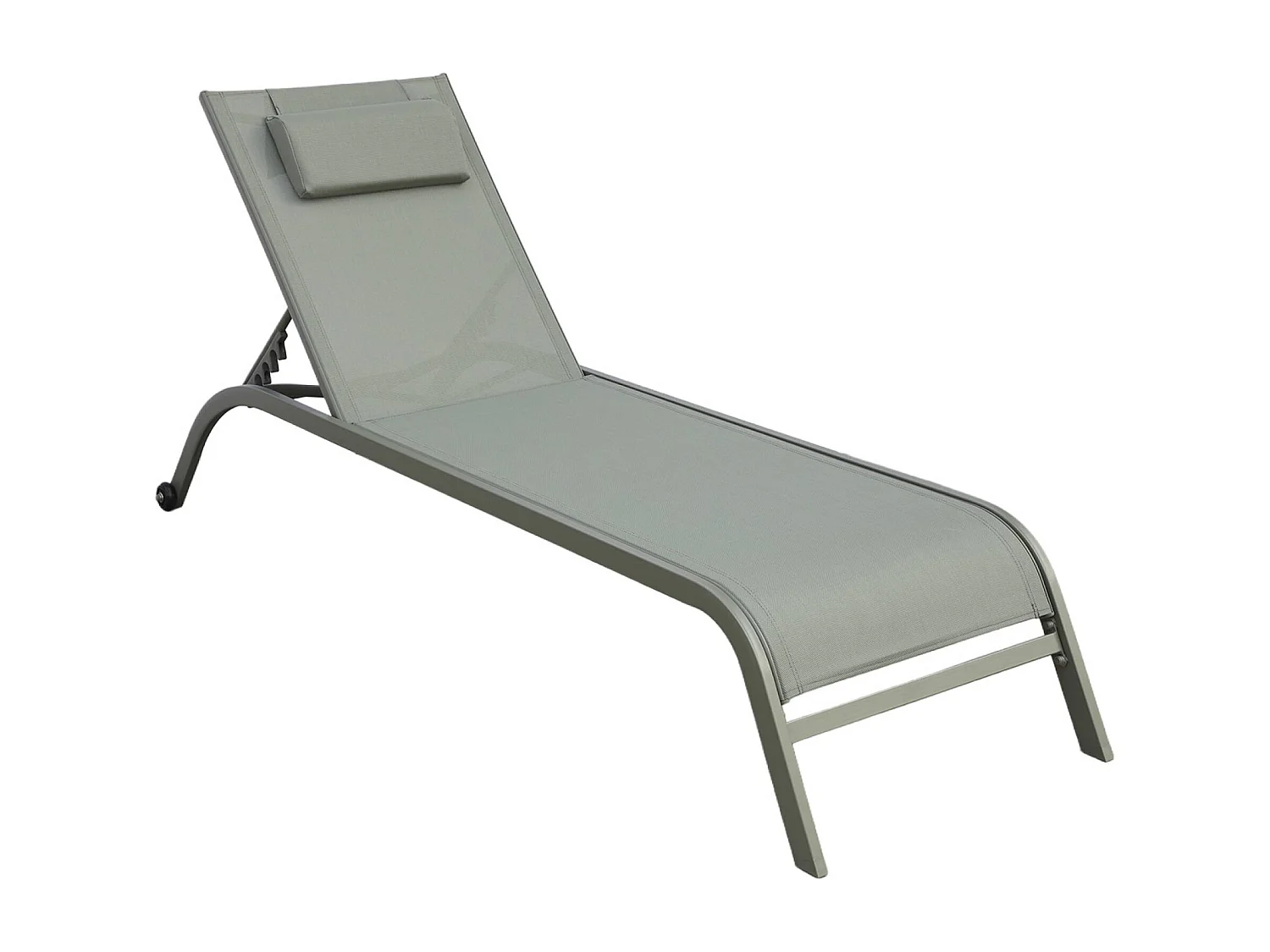 Lot de 2 bains de soleil acier kaki multi positions avec coussin et roulettes - Ona