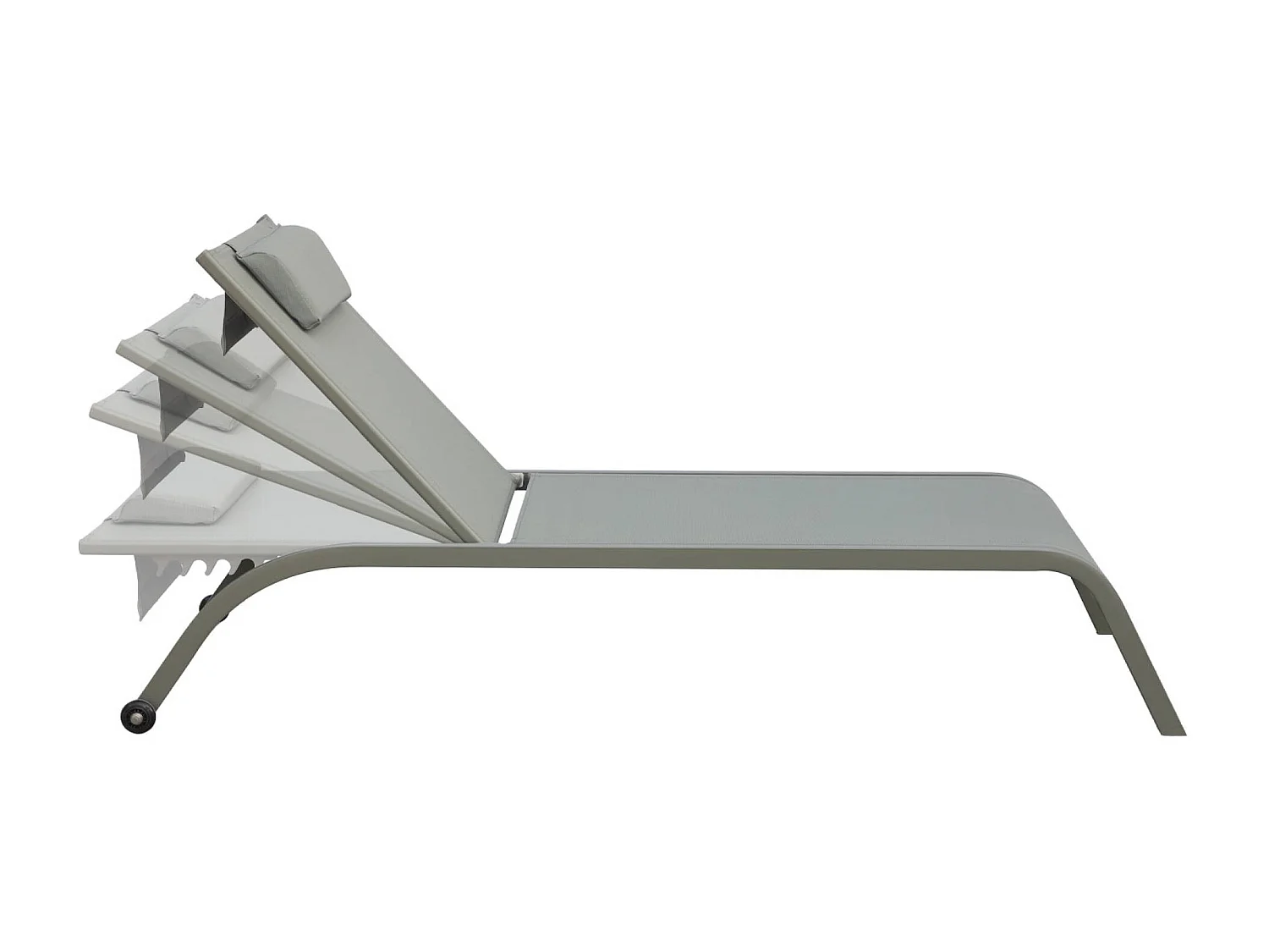 Tumbona de acero multiposición con cojín y ruedas, set de 2 verde kaki