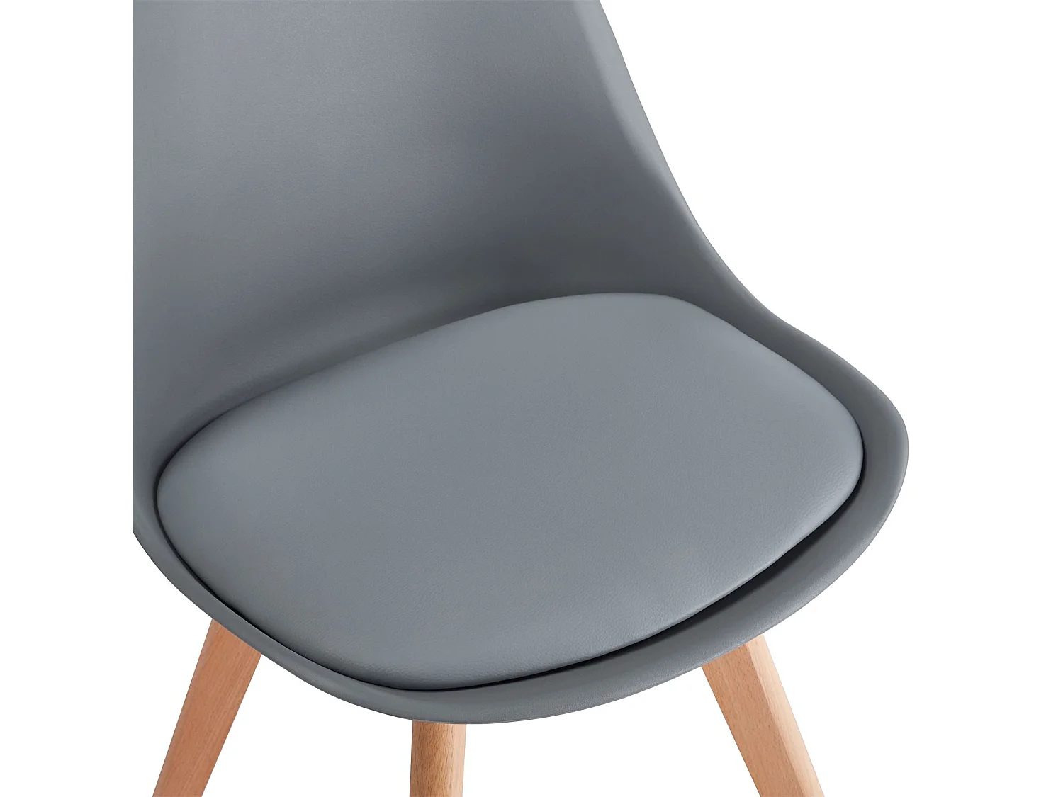 Lot de 4 chaises de salle à manger ABBY style scandinave gris clair design nordique piètement bois massif, siège coque rembourré