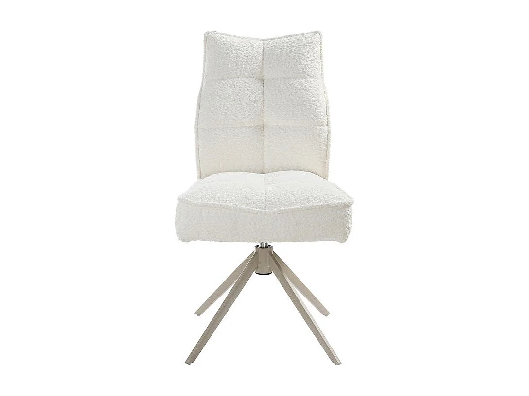 Lot 2 chaises pivotantes tissu bouclette écru pieds taupe – CYNTHIA