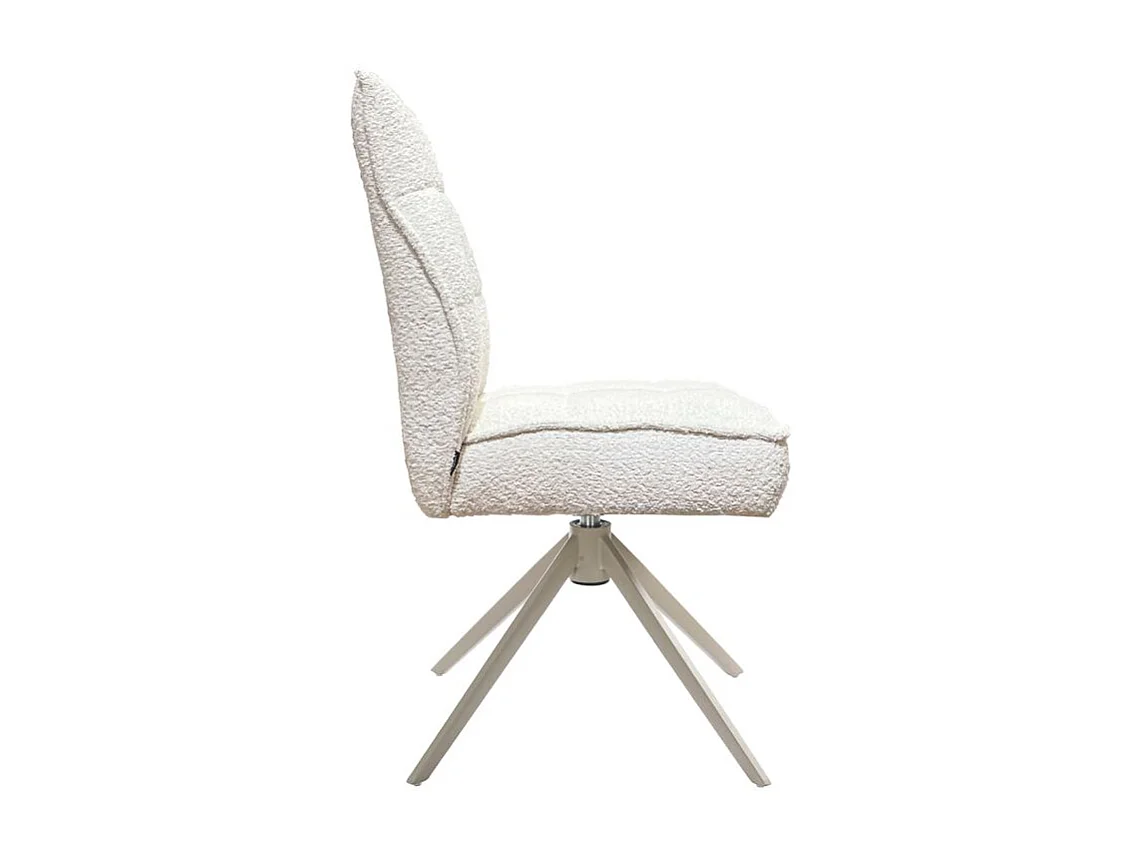 Lot 2 chaises pivotantes tissu bouclette écru pieds taupe – CYNTHIA