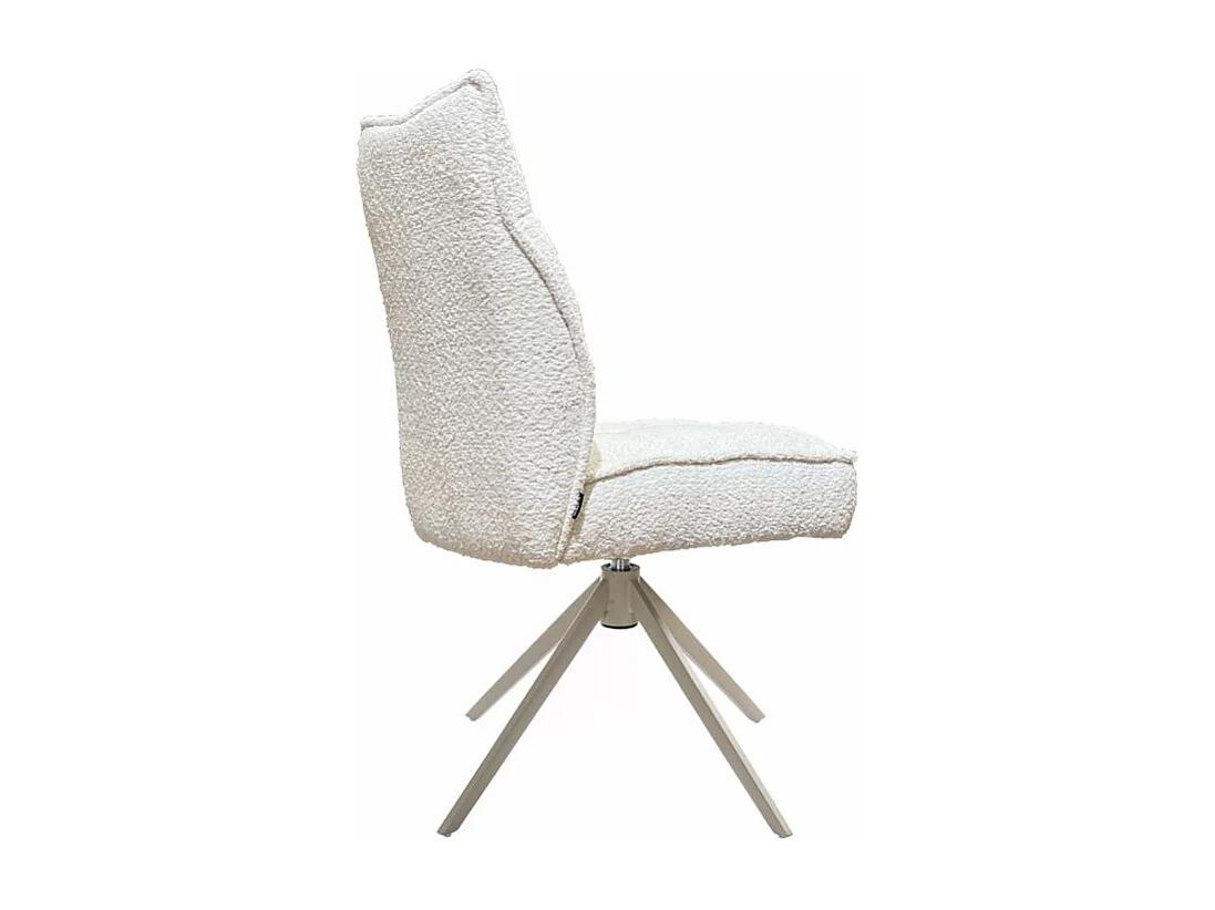 Lot 2 chaises pivotantes tissu bouclette écru pieds taupe – CYNTHIA