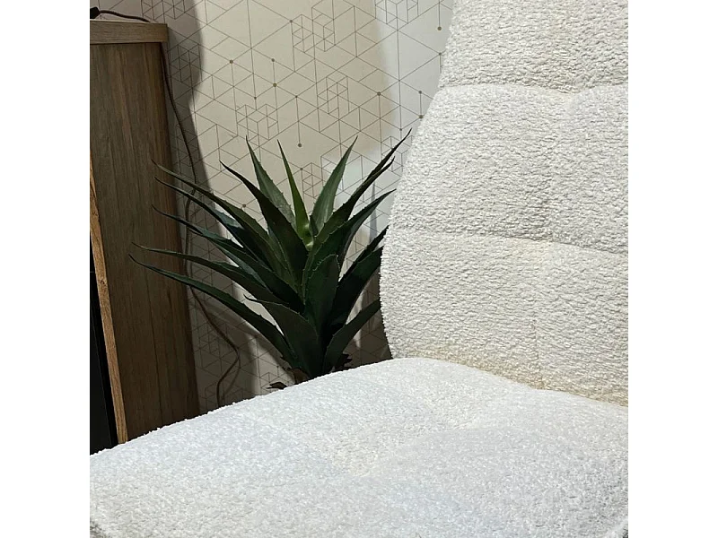 Lot 2 chaises pivotantes tissu bouclette écru pieds taupe – CYNTHIA