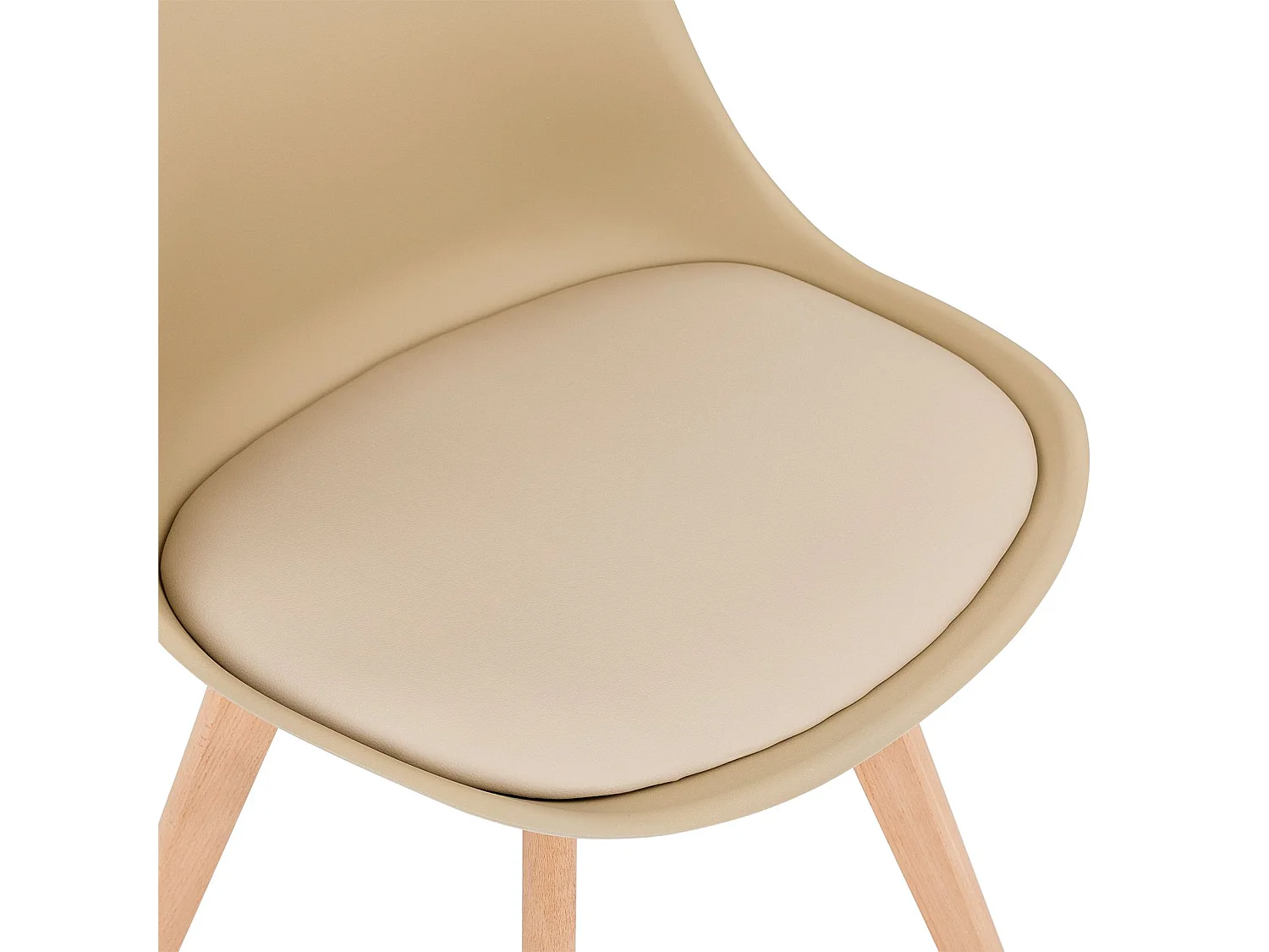 Lot de 4 chaises de salle à manger ABBY style scandinave coloris champage design nordique piètement bois massif, siège coque