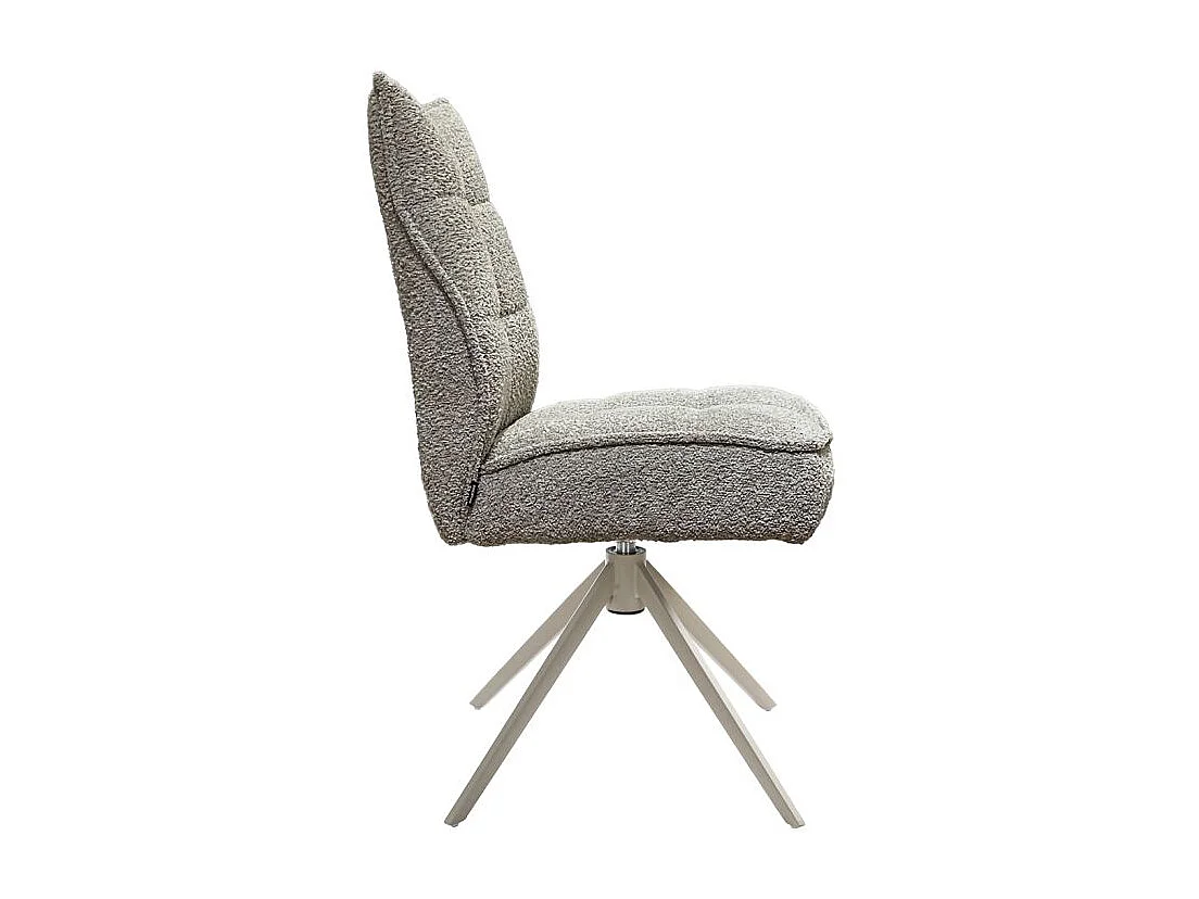 Lot 2 chaises pivotantes tissu bouclette taupe pieds taupe – CYNTHIA