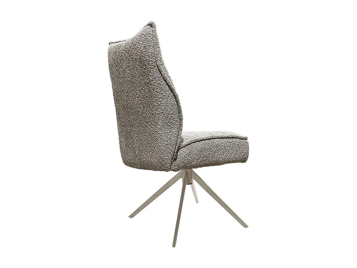 Lot 2 chaises pivotantes tissu bouclette taupe pieds taupe – CYNTHIA