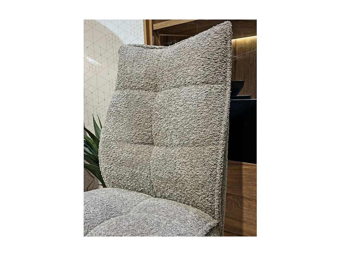 Lot 2 chaises pivotantes tissu bouclette taupe pieds taupe – CYNTHIA