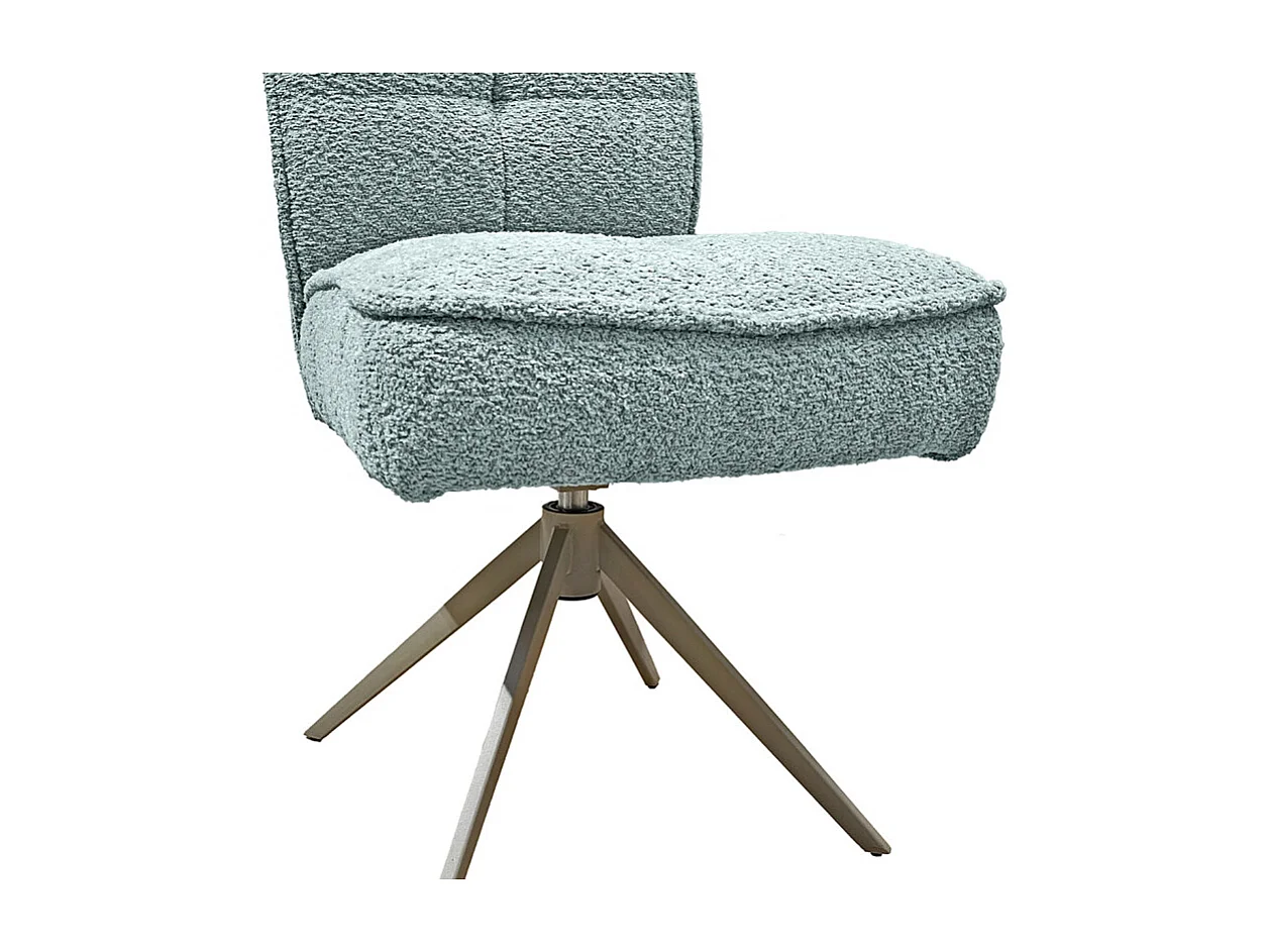 Lot 2 chaises pivotantes tissu bouclette bleu pieds taupe – CYNTHIA