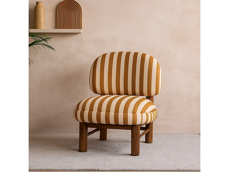 Nubo - Fauteuil en tissu et bois - Jaune