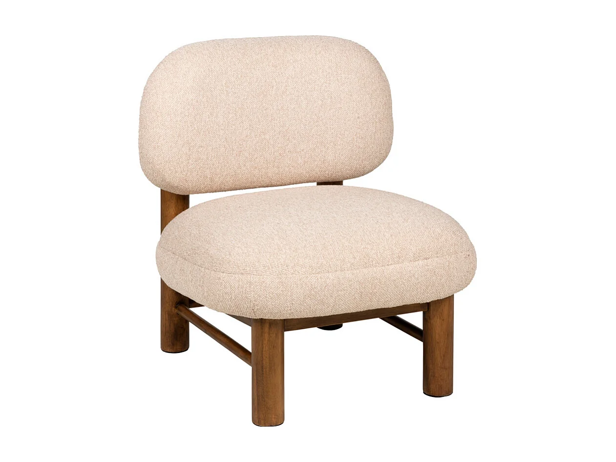 Nubo - Fauteuil en tissu bouclette et bois - Beige