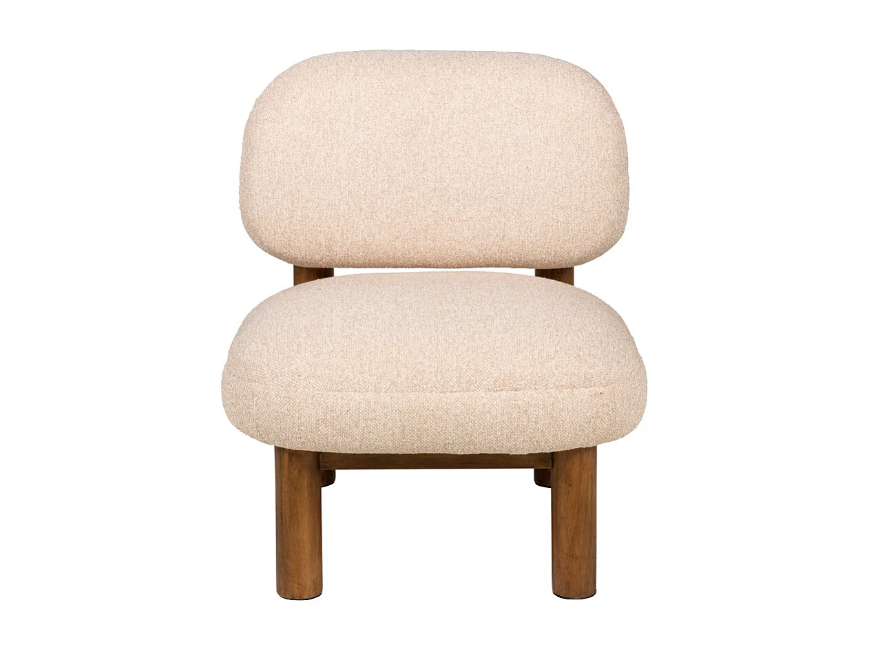 Nubo - Fauteuil en tissu bouclette et bois - Beige