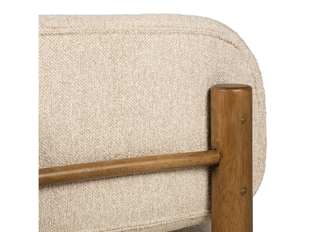 Nubo - Fauteuil en tissu bouclette et bois - Beige