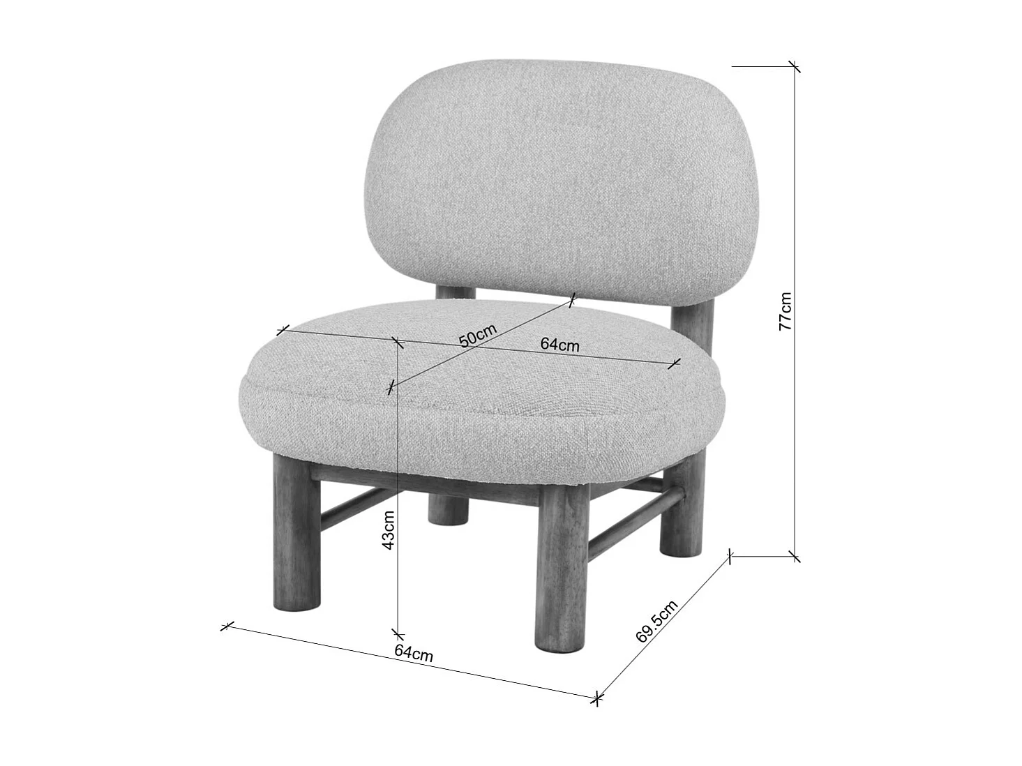 Nubo - Fauteuil en tissu bouclette et bois - Beige