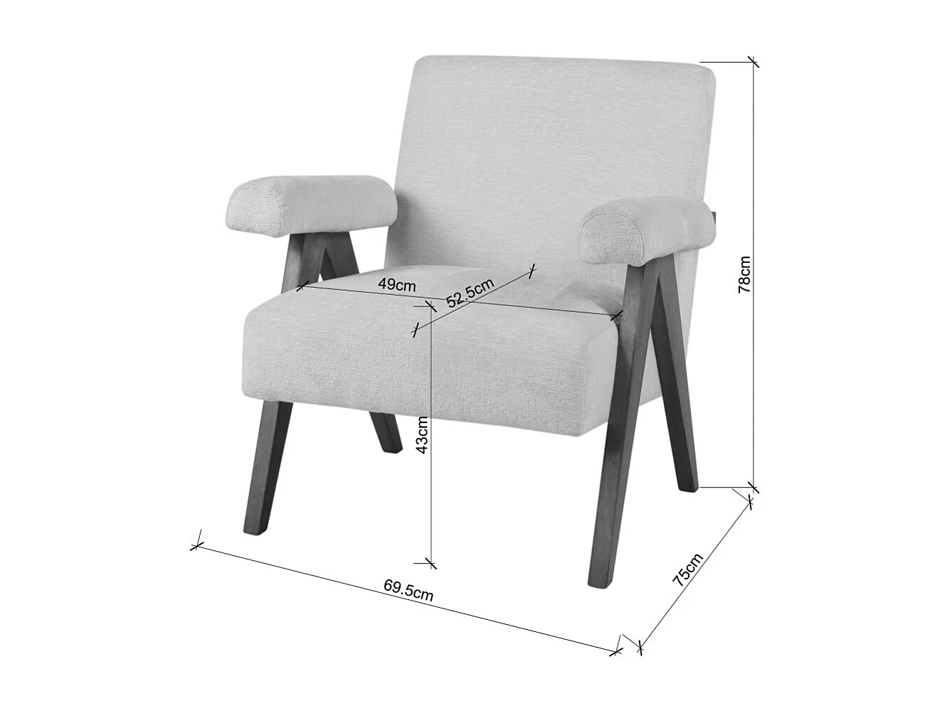 Veda - Fauteuil en tissu chenille et bois - Écru