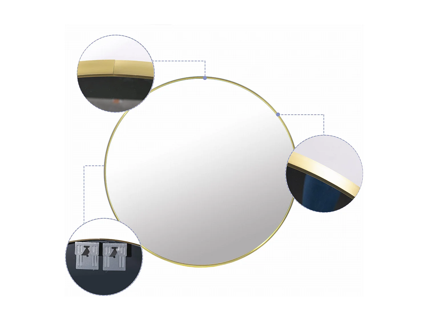 Specchio da parete in metallo con cornice dorata rotonda Valora MIRROR 70CM