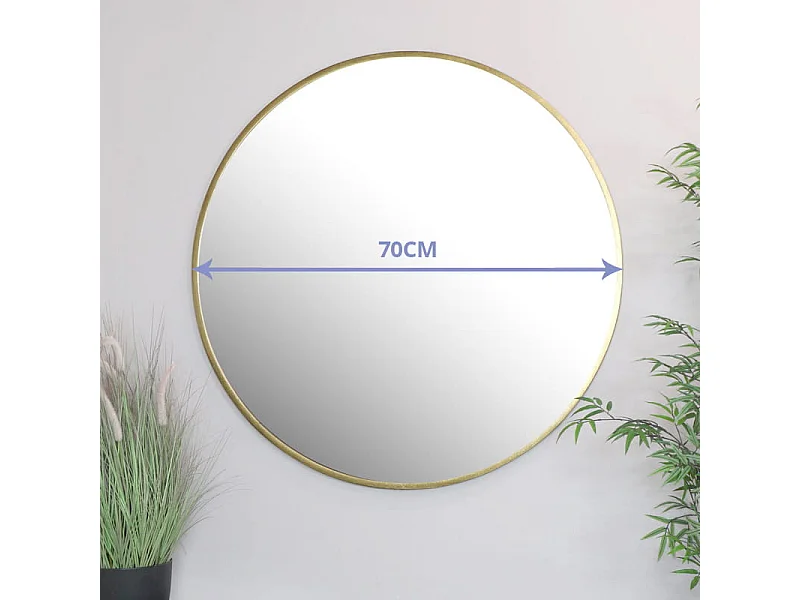 Specchio da parete in metallo con cornice dorata rotonda Valora MIRROR 70CM